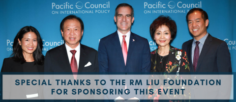 Liu family with L.A. Mayor Eric Garcetti in 2018